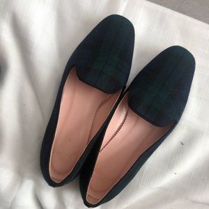Black watch J Crew smoking slipper, flat loafer